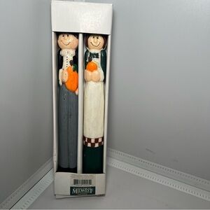 Midwest Eddie Walker Pilgrim Candle Sticks New In Box- Holiday Decor